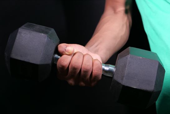 arm holding a dumbell
